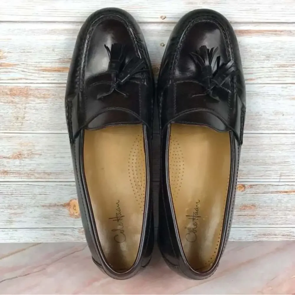 Cole Haan Pinch Tassel Loafers Mahogany Leather size 9